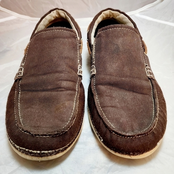 Crocs Beach Line Slip-On Boat Shoe Men's 9 Brown Canvas Rubber Sole Breathable - Picture 4 of 12